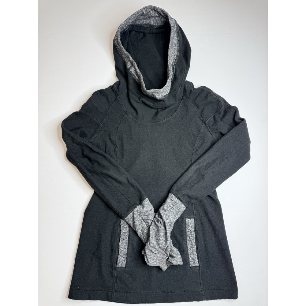 Lululemon Apres Run Pullover Black Brushed Microfleece Hoodie Women's Size 6
